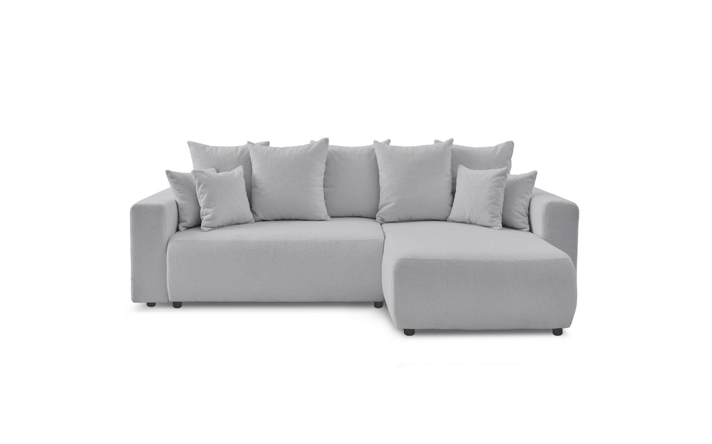 Sofá esquinero reversible convertible con arcón - Envy - Tejido bouclé suave
