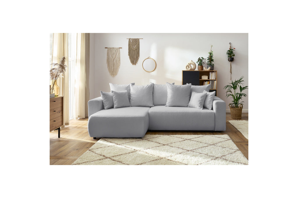 Sofá esquinero reversible convertible con arcón - Envy - Tejido bouclé suave