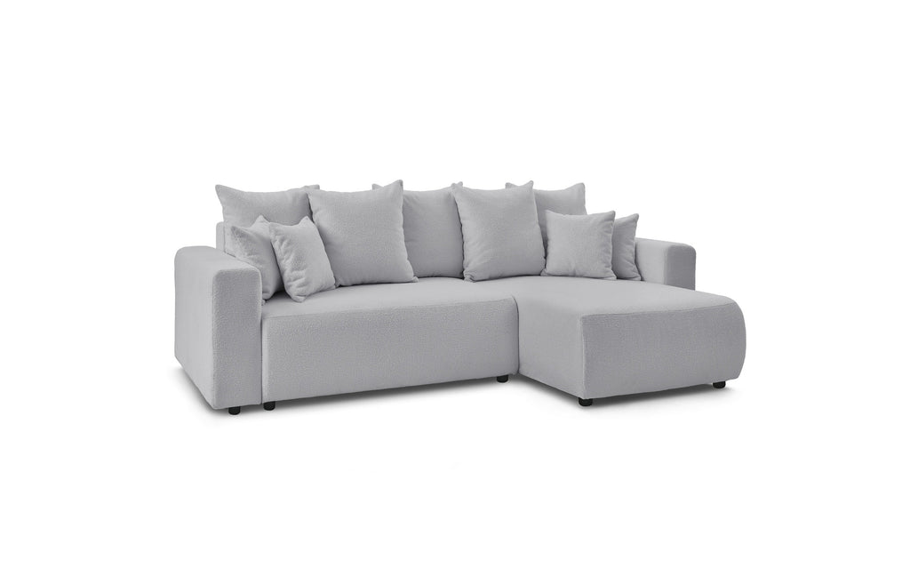 Sofá esquinero reversible convertible con arcón - Envy - Tejido bouclé suave