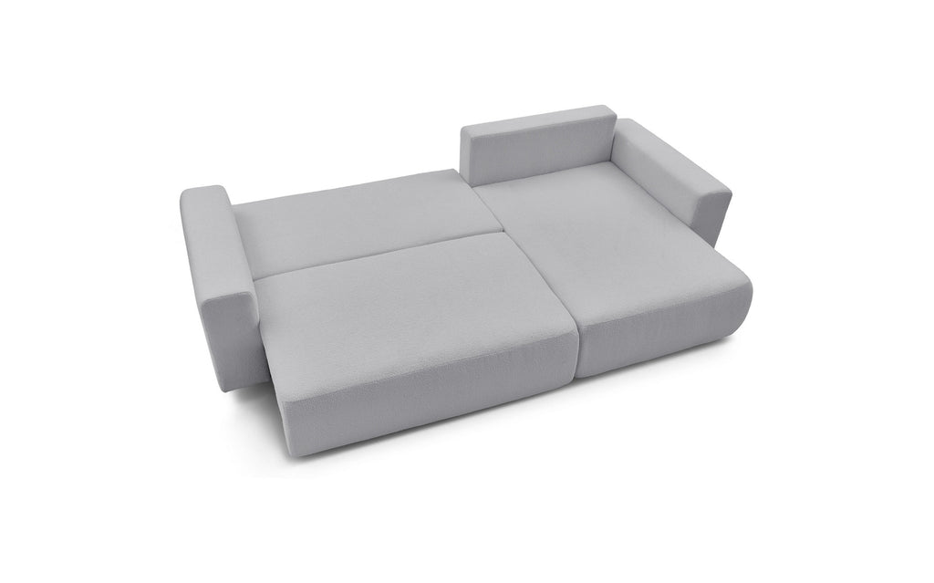 Sofá esquinero reversible convertible con arcón - Envy - Tejido bouclé suave