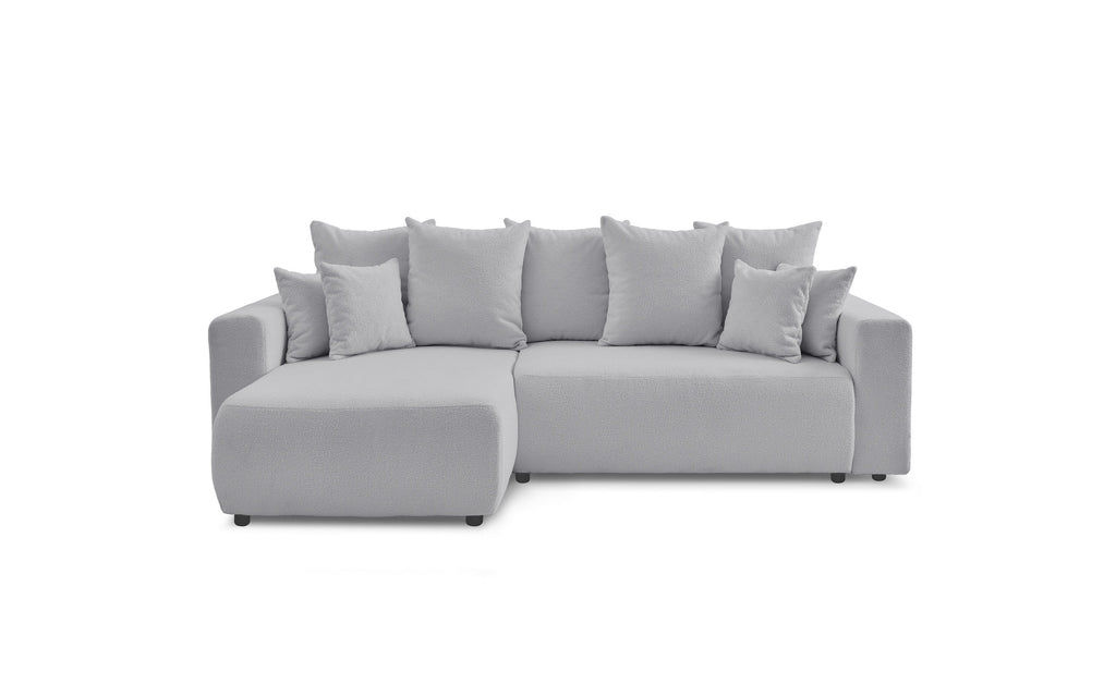 Sofá esquinero reversible convertible con arcón - Envy - Tejido bouclé suave