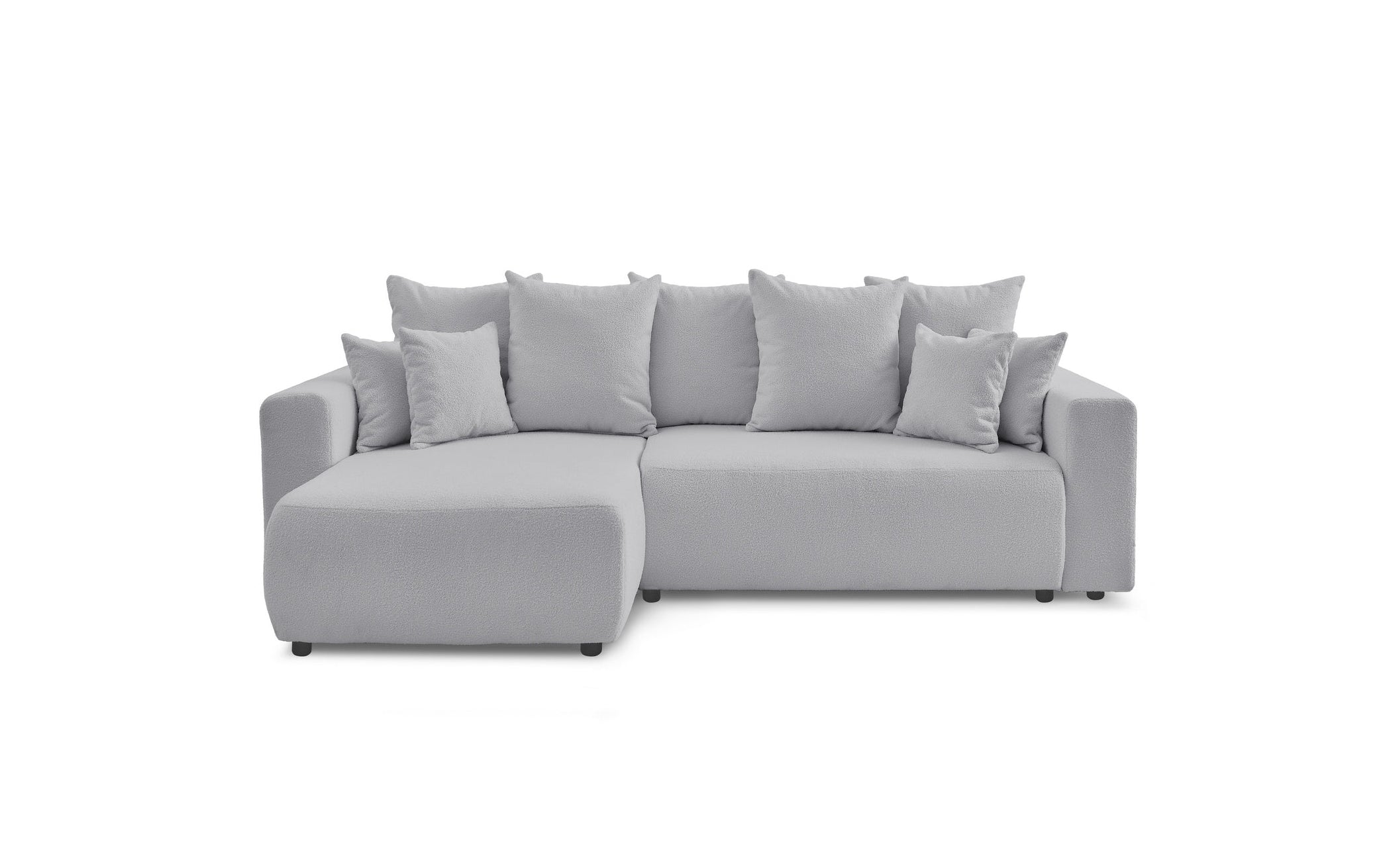 Sofá esquinero reversible convertible con arcón - Envy - Tejido bouclé suave