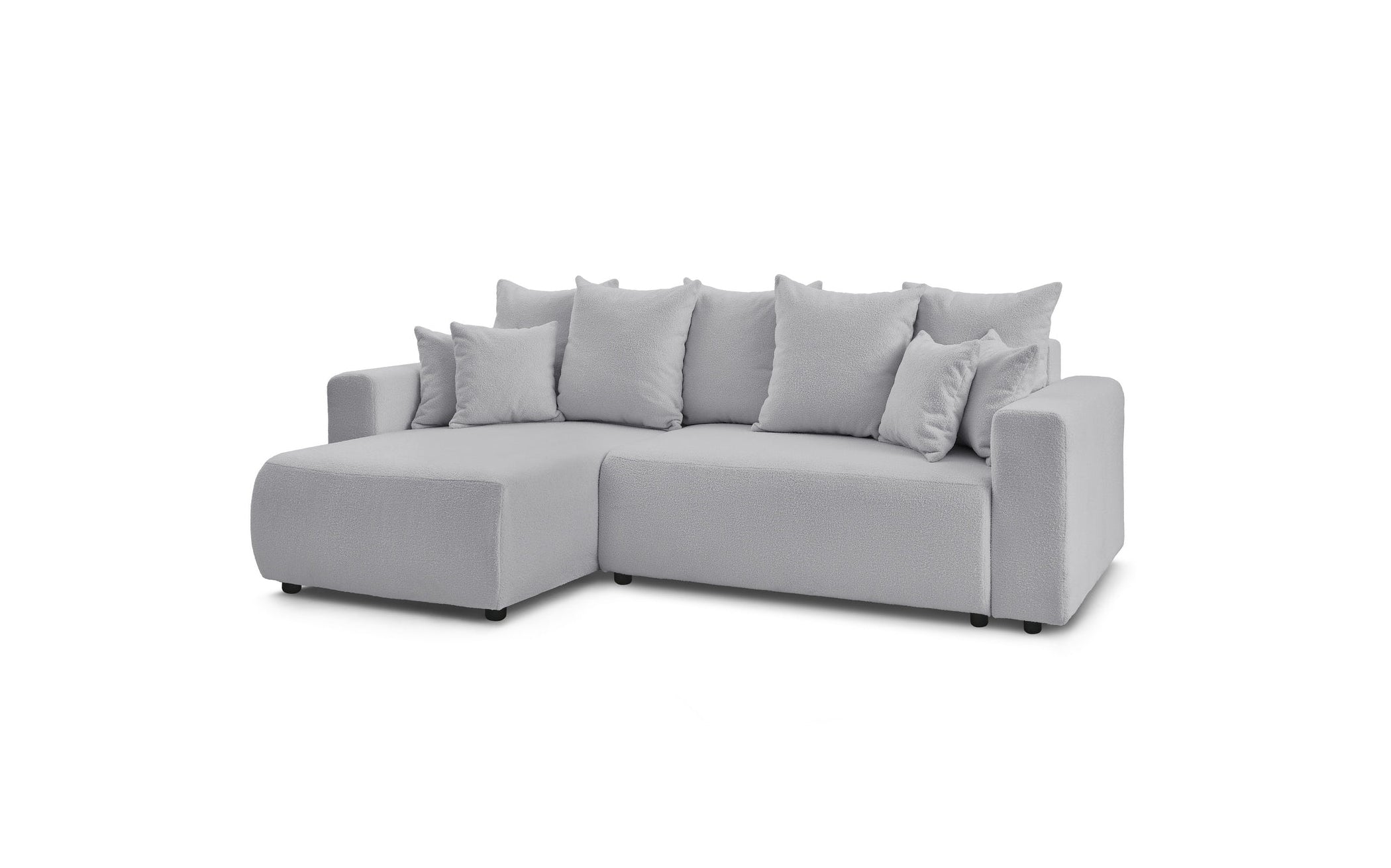 Sofá esquinero reversible convertible con arcón - Envy - Tejido bouclé suave
