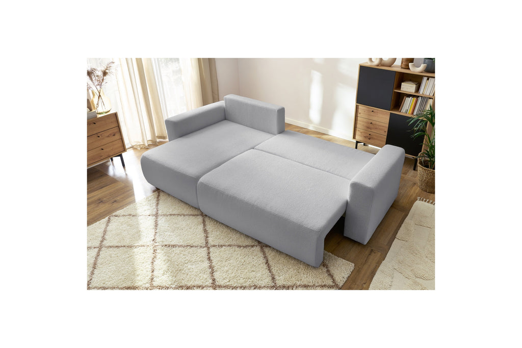 Sofá esquinero reversible convertible con arcón - Envy - Tejido bouclé suave