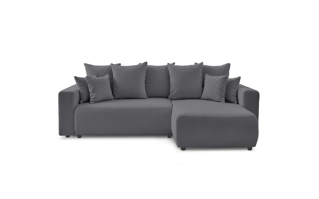 Sofá esquinero reversible convertible con arcón - Envy - Tejido bouclé suave