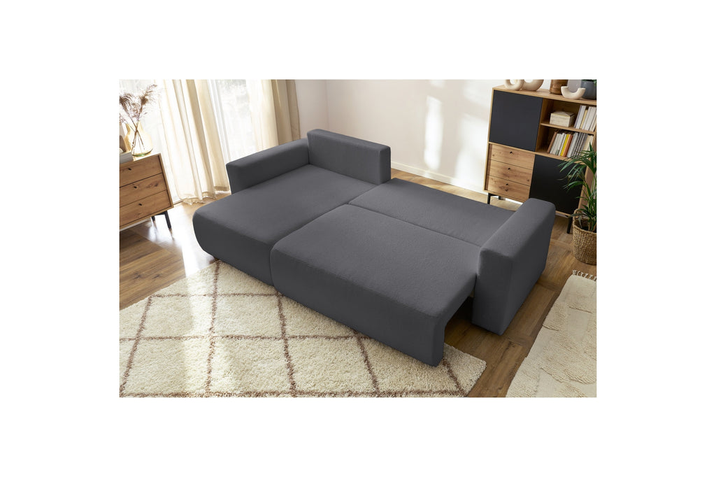 Sofá esquinero reversible convertible con arcón - Envy - Tejido bouclé suave