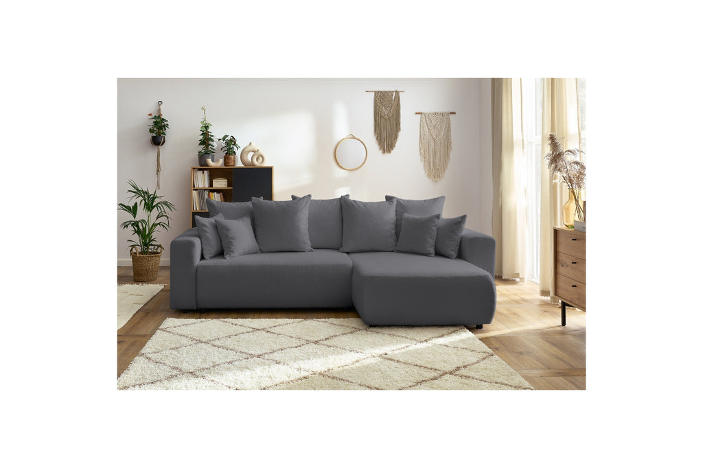 Sofá esquinero reversible convertible con arcón - Envy - Tejido bouclé suave