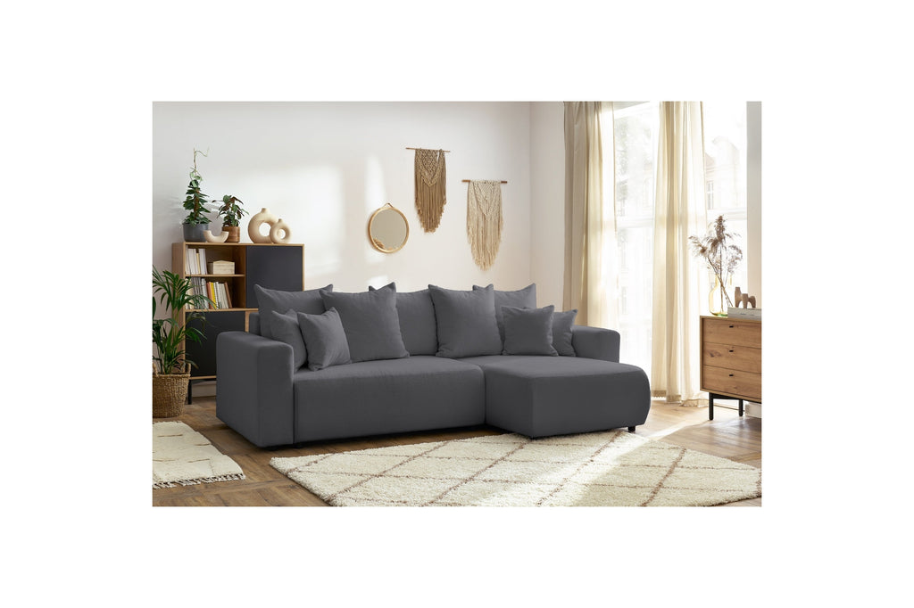 Sofá esquinero reversible convertible con arcón - Envy - Tejido bouclé suave