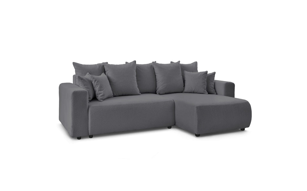 Sofá esquinero reversible convertible con arcón - Envy - Tejido bouclé suave