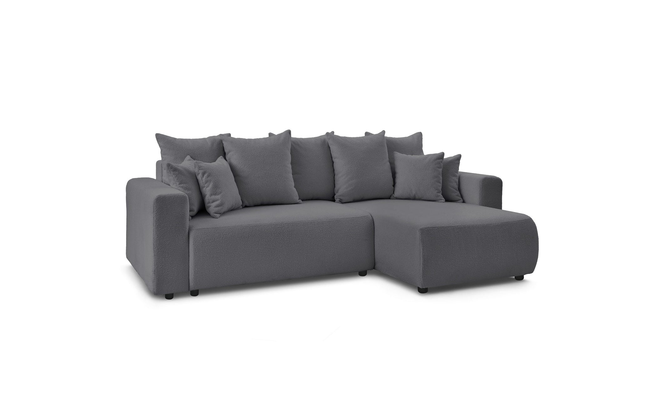Sofá esquinero reversible convertible con arcón - Envy - Tejido bouclé suave