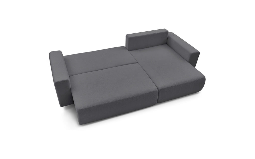 Sofá esquinero reversible convertible con arcón - Envy - Tejido bouclé suave