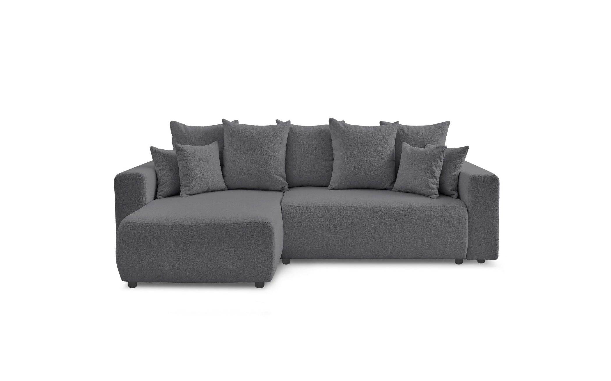 Sofá esquinero reversible convertible con arcón - Envy - Tejido bouclé suave