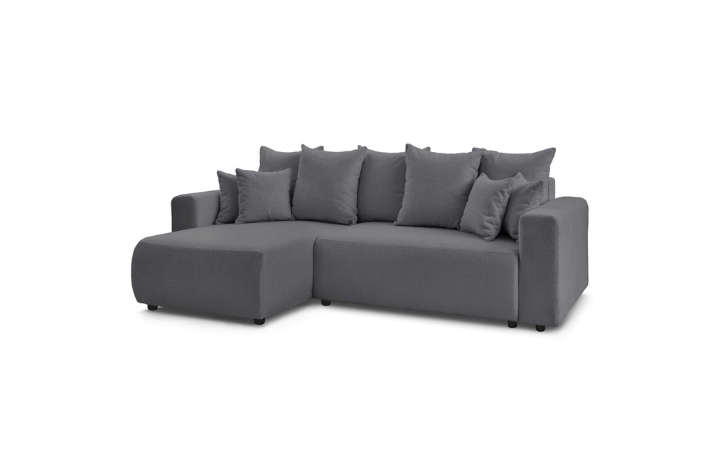 Sofá esquinero reversible convertible con arcón - Envy - Tejido bouclé suave