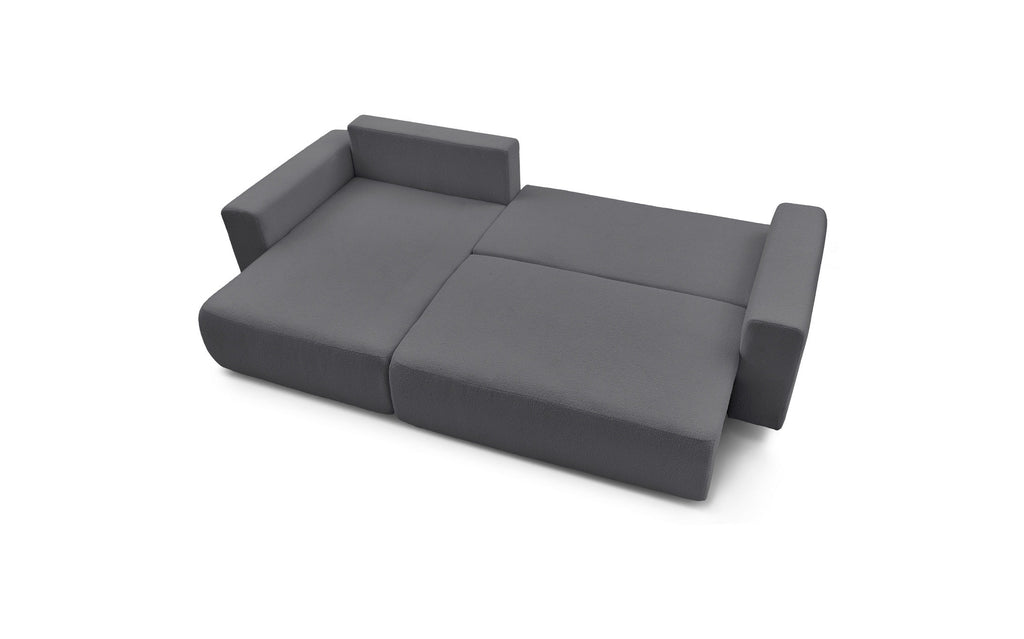 Sofá esquinero reversible convertible con arcón - Envy - Tejido bouclé suave