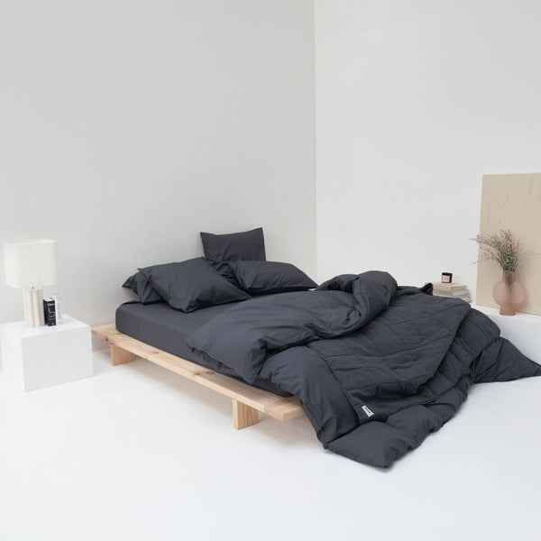2 Taies D'Oreiller En Percale De Coton Lavé - Graphite - MOST - The Bradery
