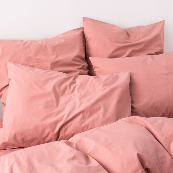 2 Taies D'Oreiller En Percale De Coton Lavé - Vieux Rose - MOST - The Bradery
