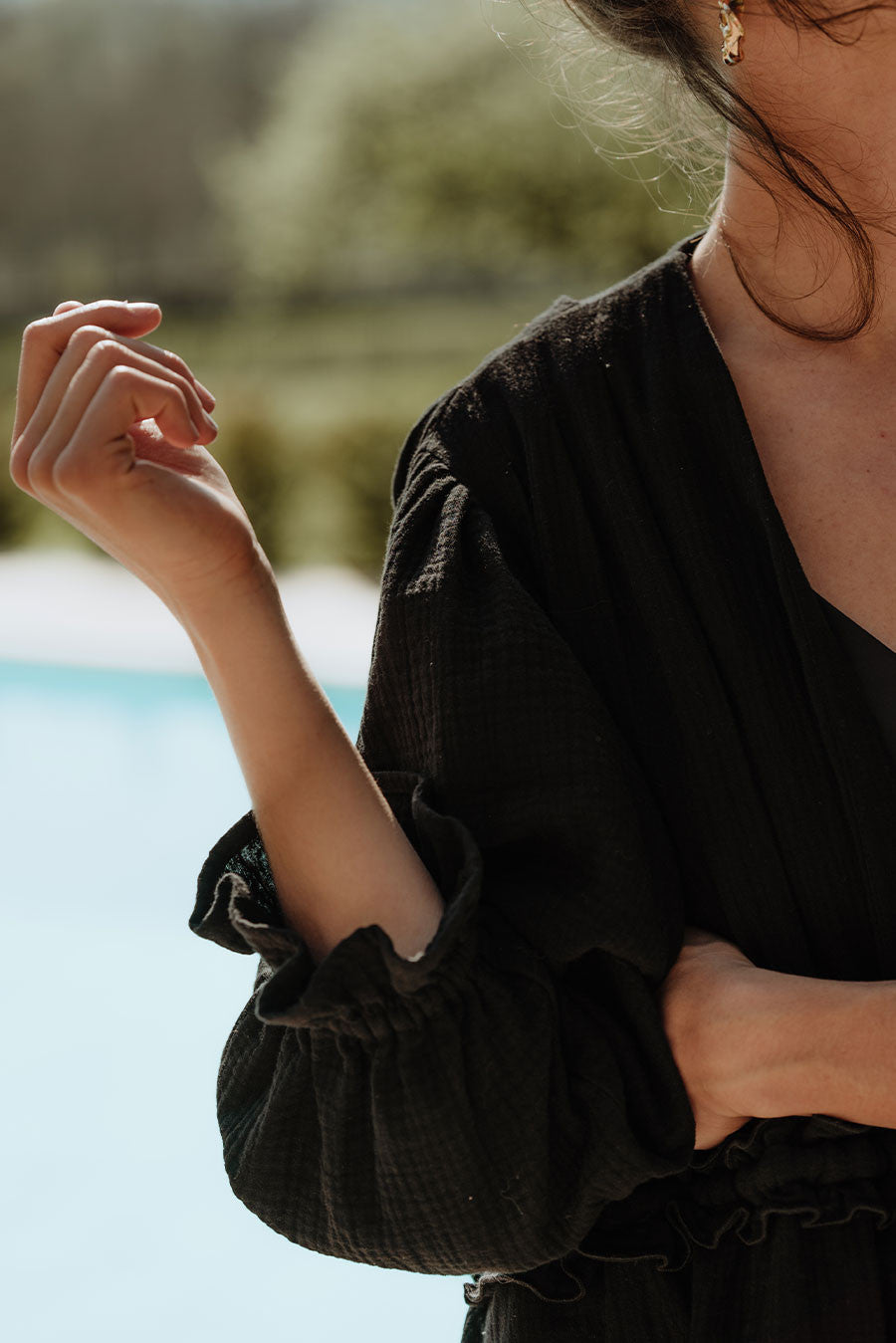 Kimono Bao Negro Algodón