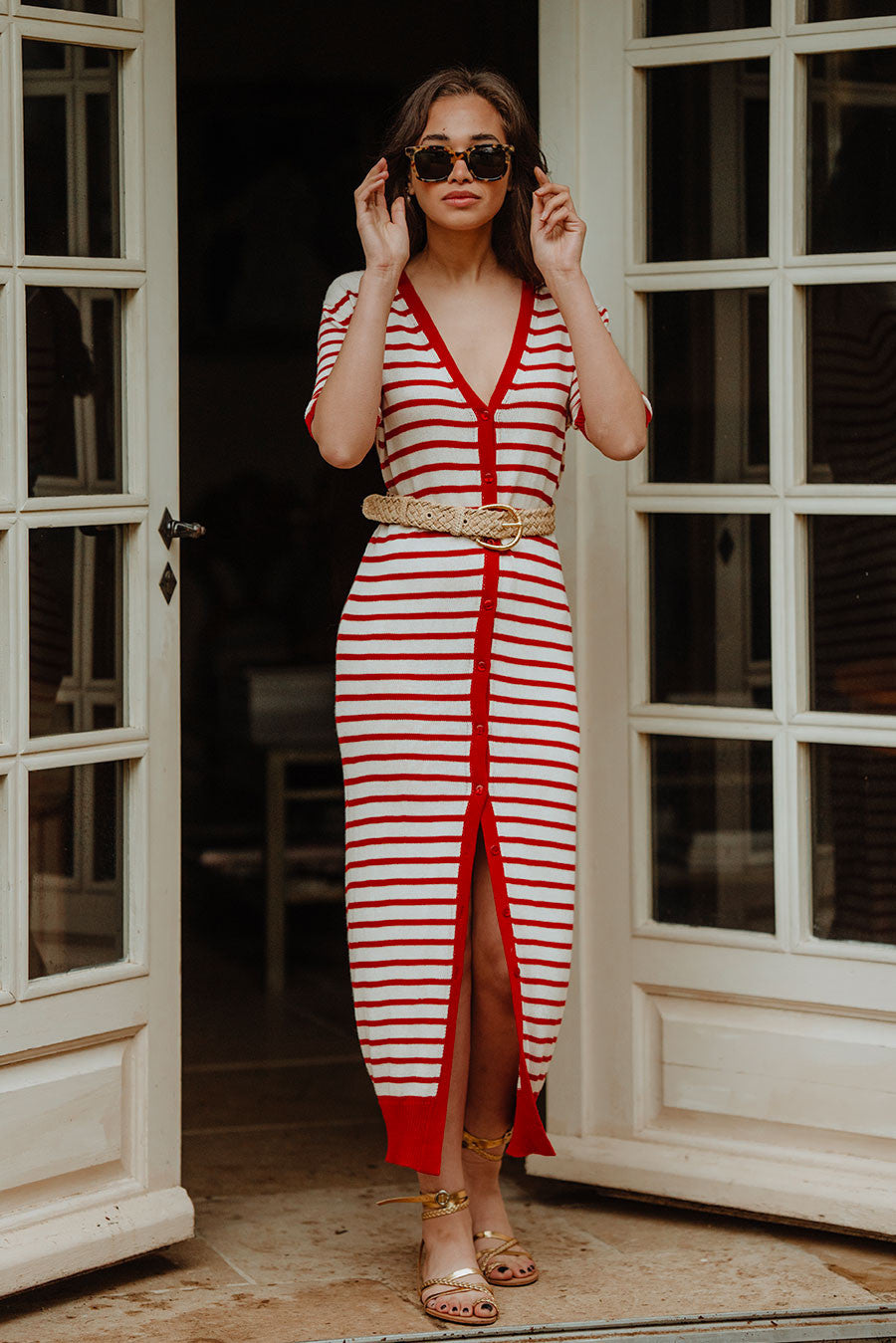 Vestido Évy Rayas Rojo
