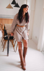 Vestido Lison Pied De Poule Camel