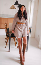 Vestido Lison Pied De Poule Camel
