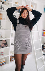 Albertine Houndstooth Dungaree Dress