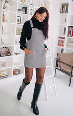 Albertine Houndstooth Dungaree Dress