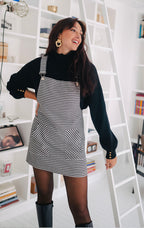 Albertine Houndstooth Dungaree Dress