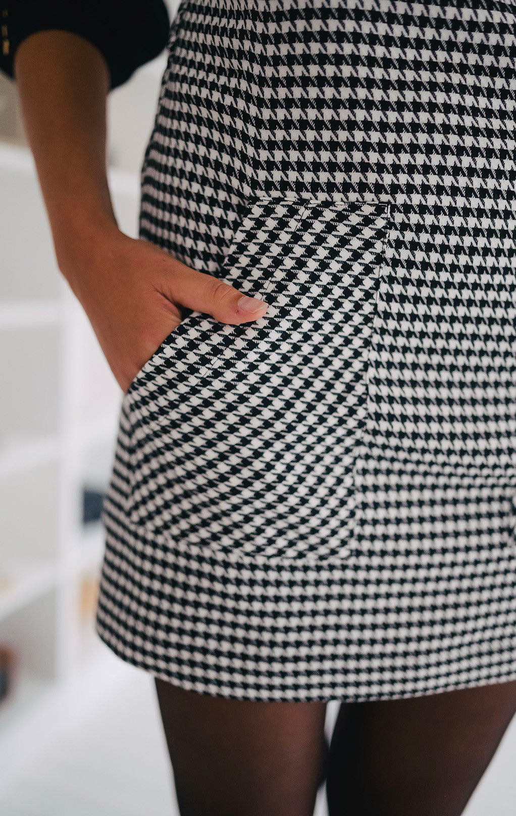 Albertine Houndstooth Dungaree Dress