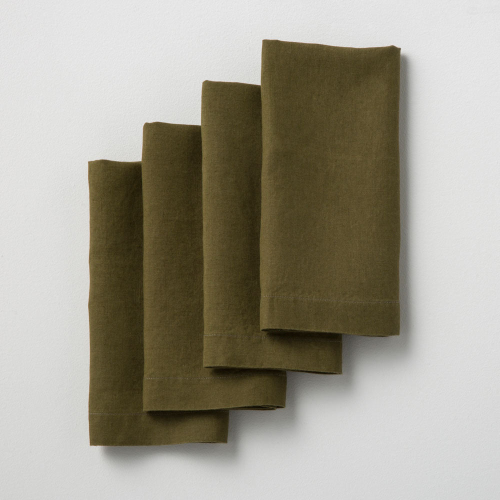 4 servilletas de lino lavado - Oliva - MOST - The Bradery