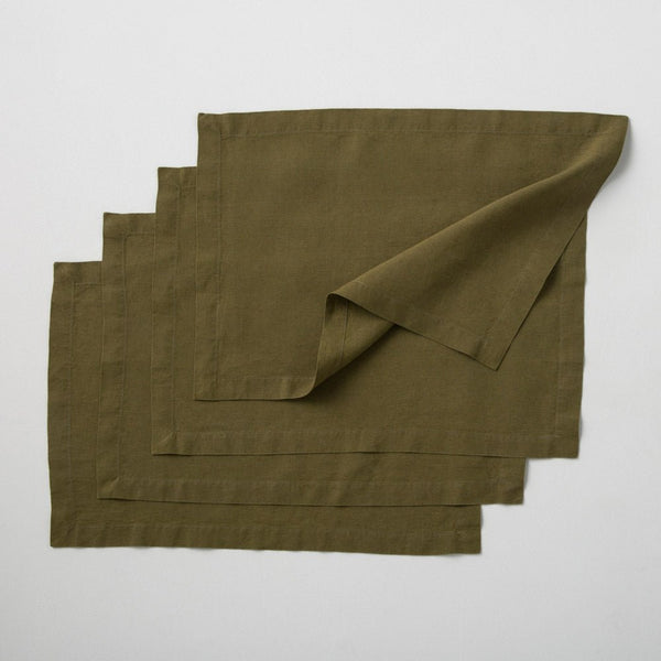 4 Sets En Lin Lavé - Olive - MOST - The Bradery