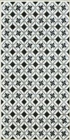 Azulejo - Alfombra de Cocina Interior - Poliéster Estampado - Negro