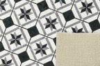 Azulejo - Alfombra de Cocina Interior - Poliéster Estampado - Negro