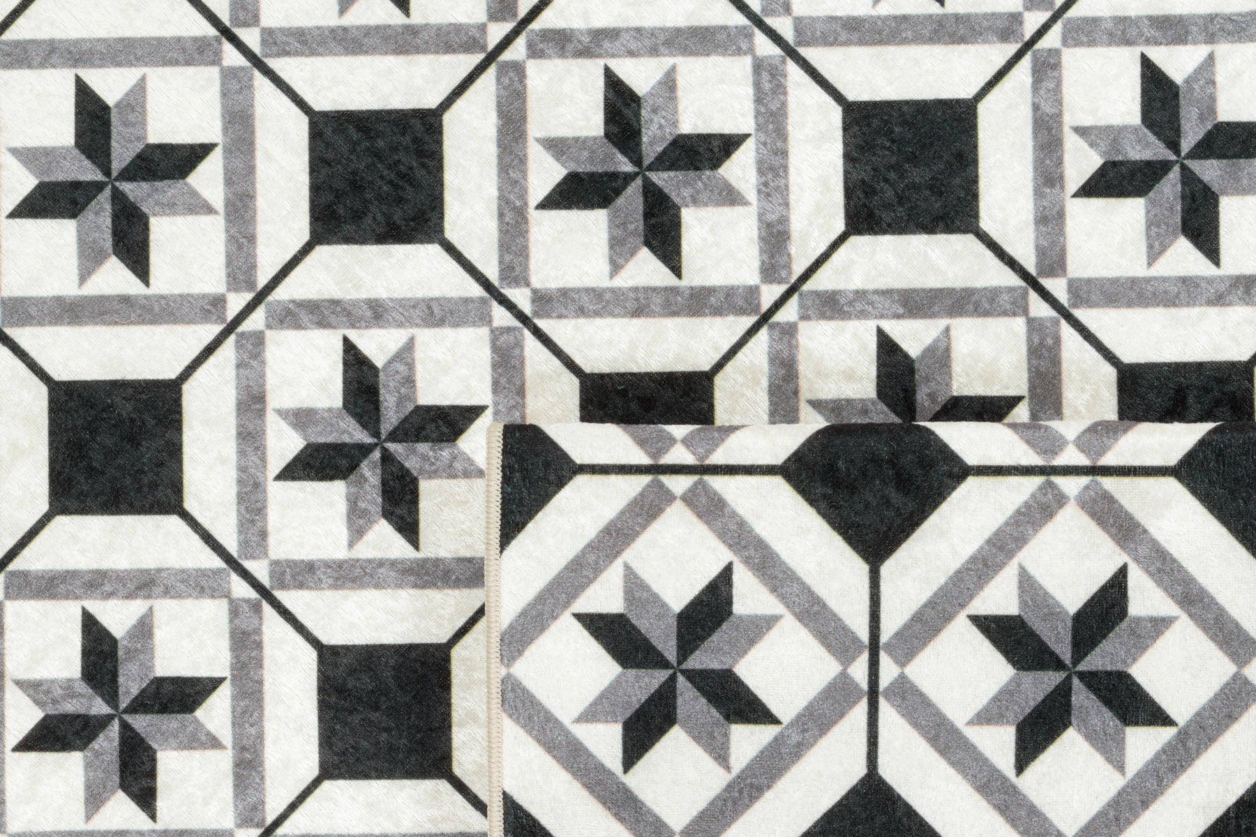 Azulejo - Alfombra de Cocina Interior - Poliéster Estampado - Negro