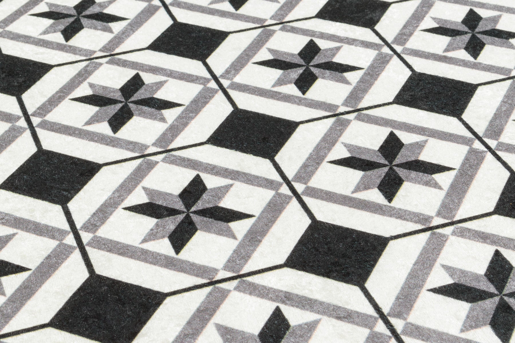 Azulejo - Alfombra de Cocina Interior - Poliéster Estampado - Negro