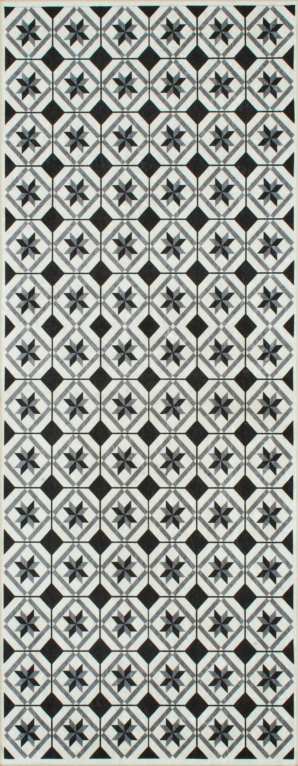Azulejo - Alfombra de Cocina Interior - Poliéster Estampado - Negro