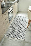 Azulejo - Alfombra de Cocina Interior - Poliéster Estampado - Negro