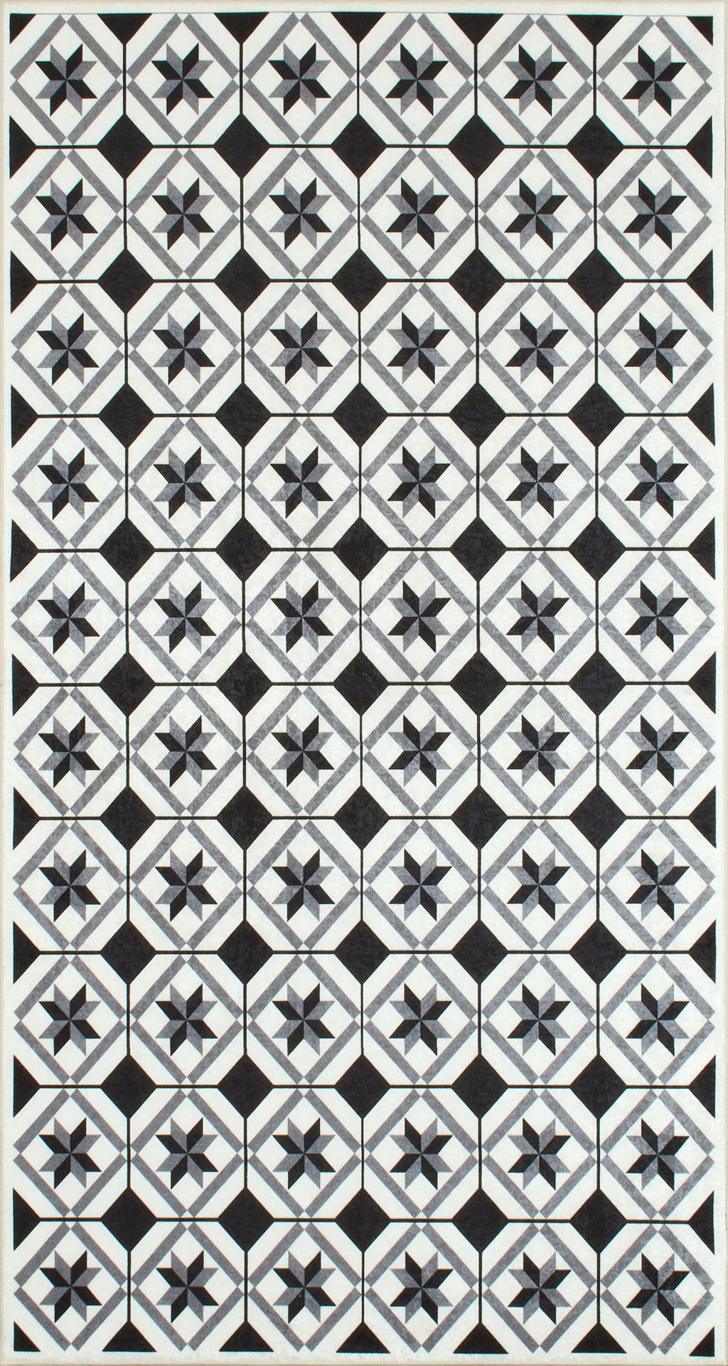 Azulejo - Alfombra de Cocina Interior - Poliéster Estampado - Negro