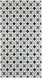 Azulejo - Alfombra de Cocina Interior - Poliéster Estampado - Negro