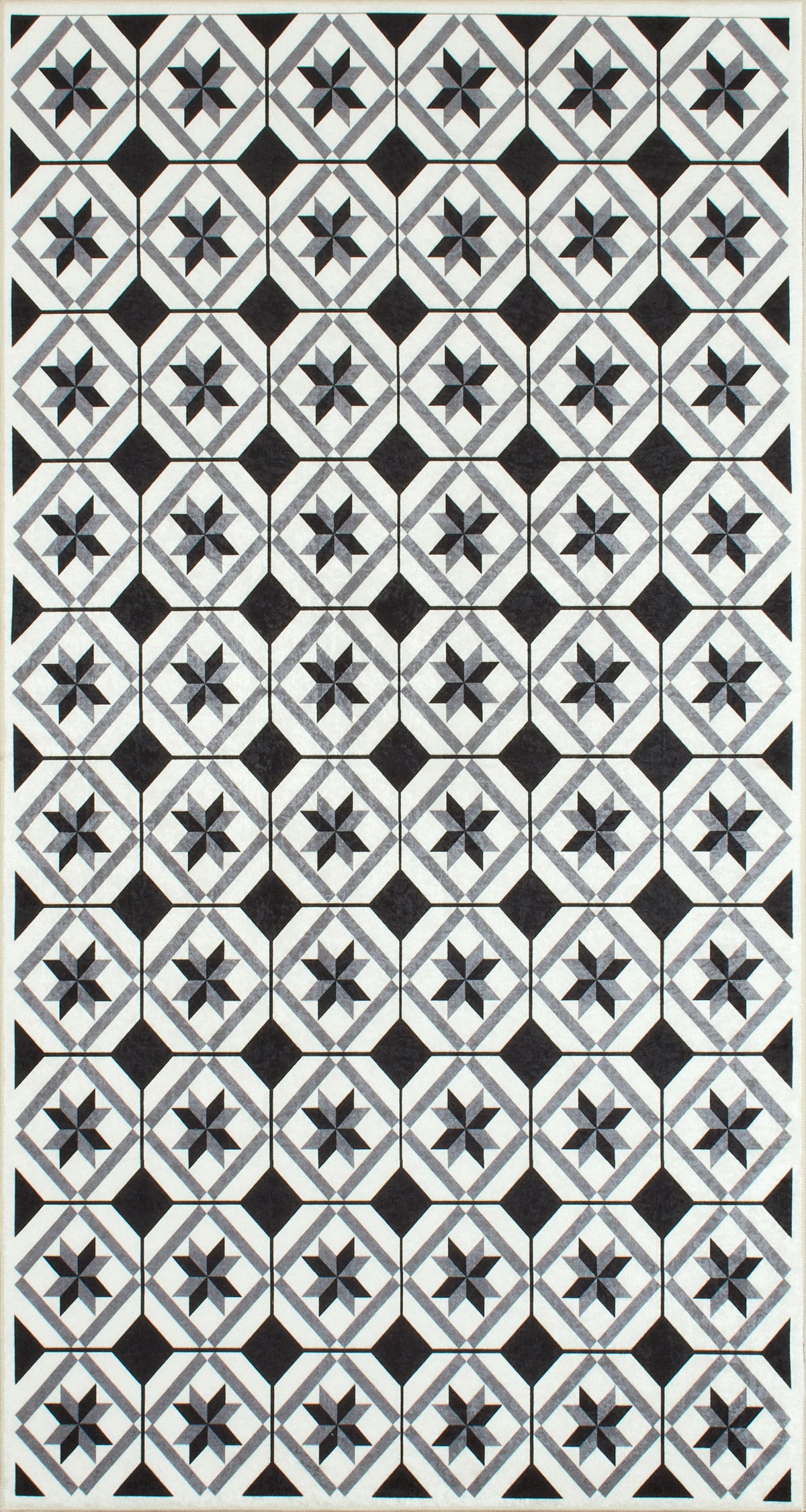 Azulejo - Alfombra de Cocina Interior - Poliéster Estampado - Negro