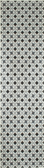 Azulejo - Alfombra de Cocina Interior - Poliéster Estampado - Negro