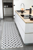 Azulejo - Alfombra de Cocina Interior - Poliéster Estampado - Negro