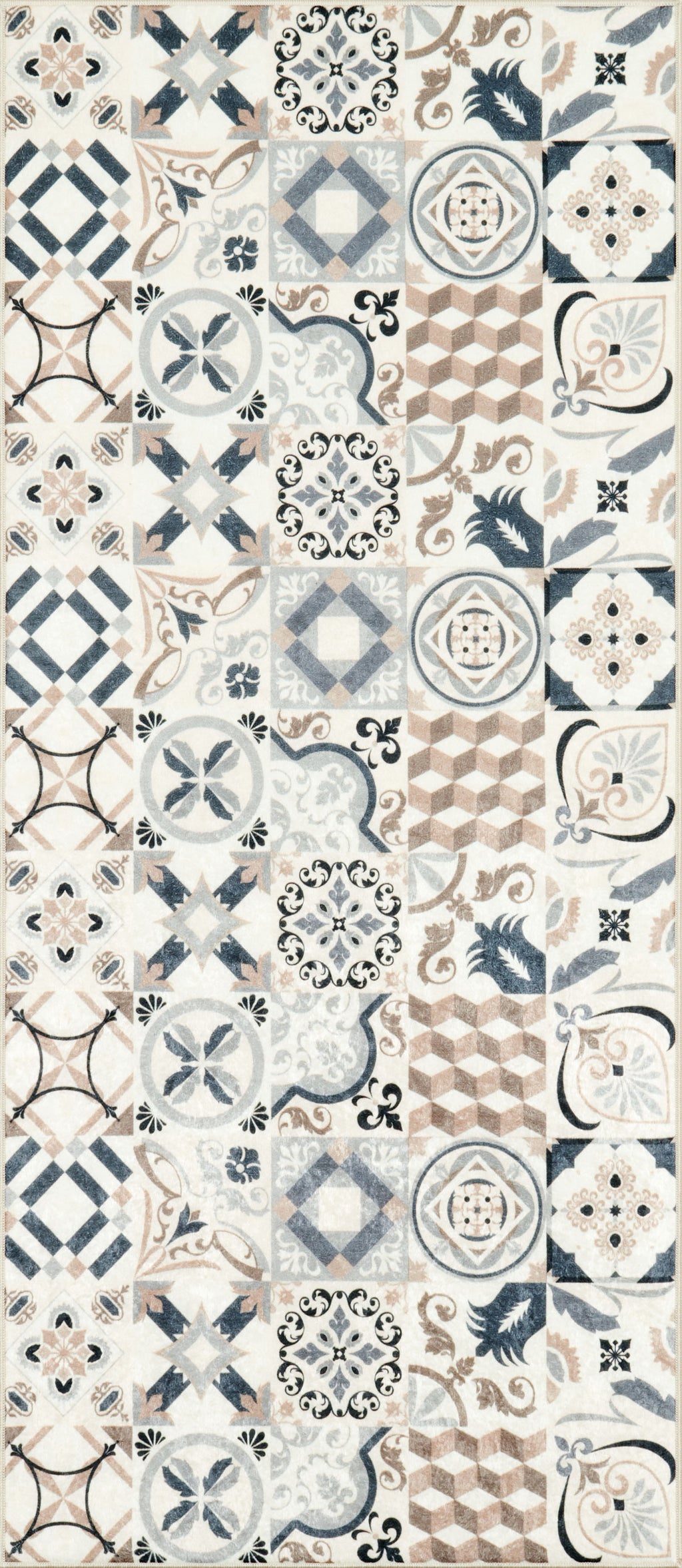 Azulejo - Alfombra de Cocina Interior - Poliéster Estampado - Marrón