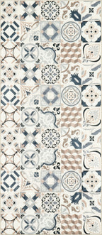 Azulejo - Alfombra de Cocina Interior - Poliéster Estampado - Marrón