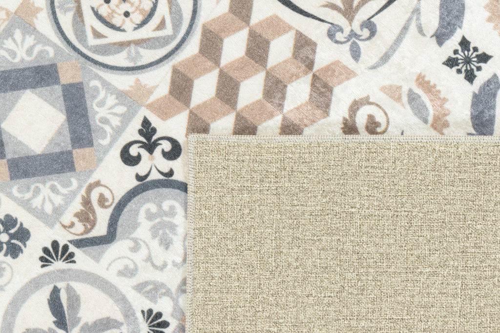 Azulejo - Alfombra de Cocina Interior - Poliéster Estampado - Marrón