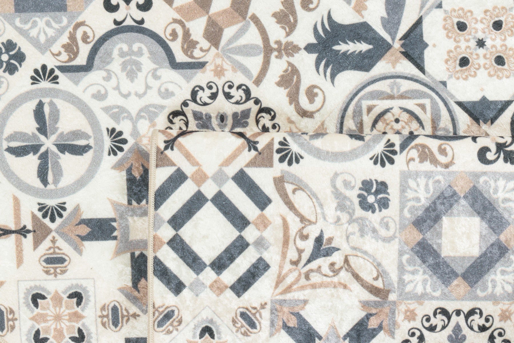 Azulejo - Alfombra de Cocina Interior - Poliéster Estampado - Marrón