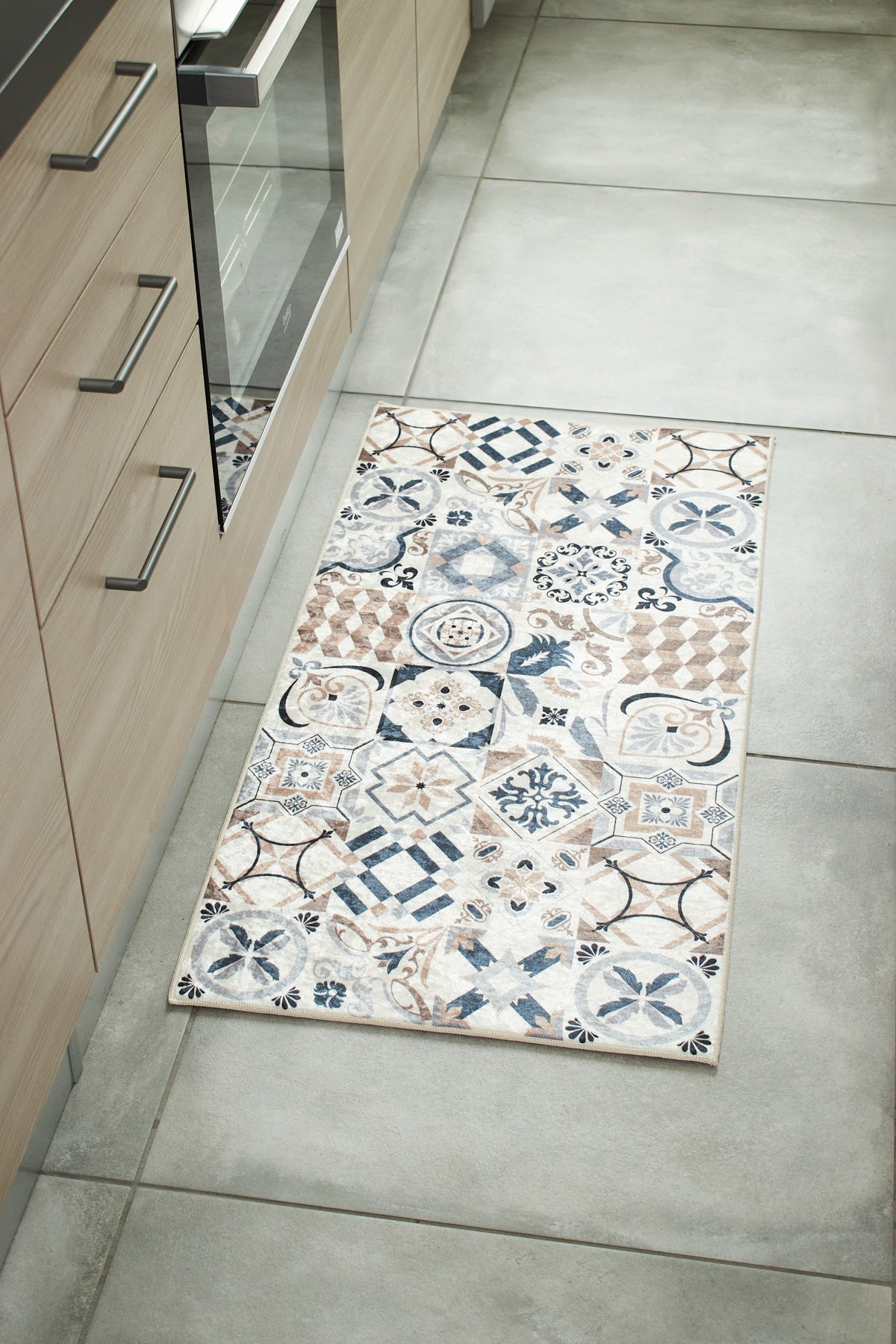 Azulejo - Alfombra de Cocina Interior - Poliéster Estampado - Marrón