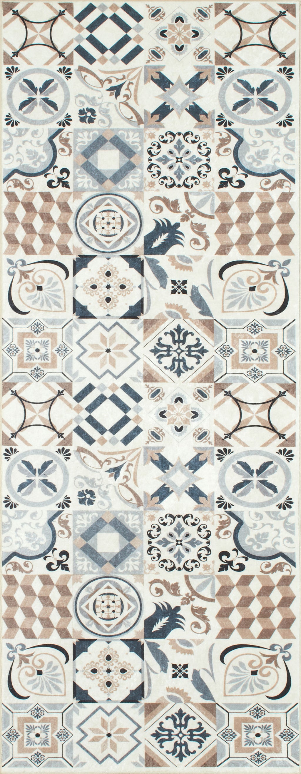 Azulejo - Alfombra de Cocina Interior - Poliéster Estampado - Marrón