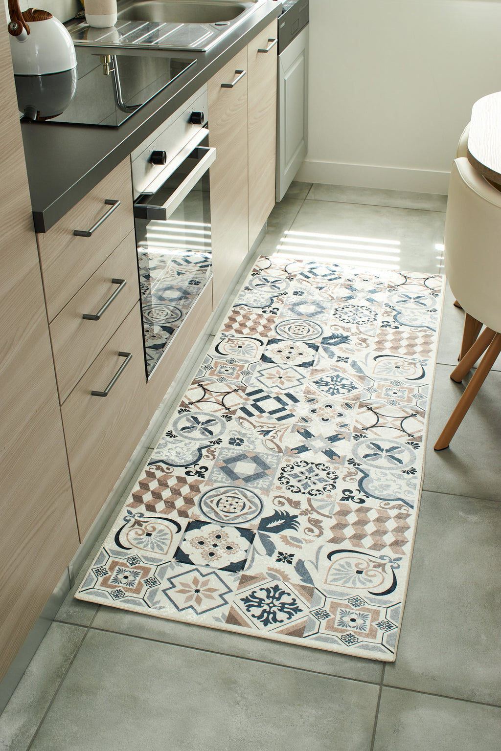 Azulejo - Alfombra de Cocina Interior - Poliéster Estampado - Marrón