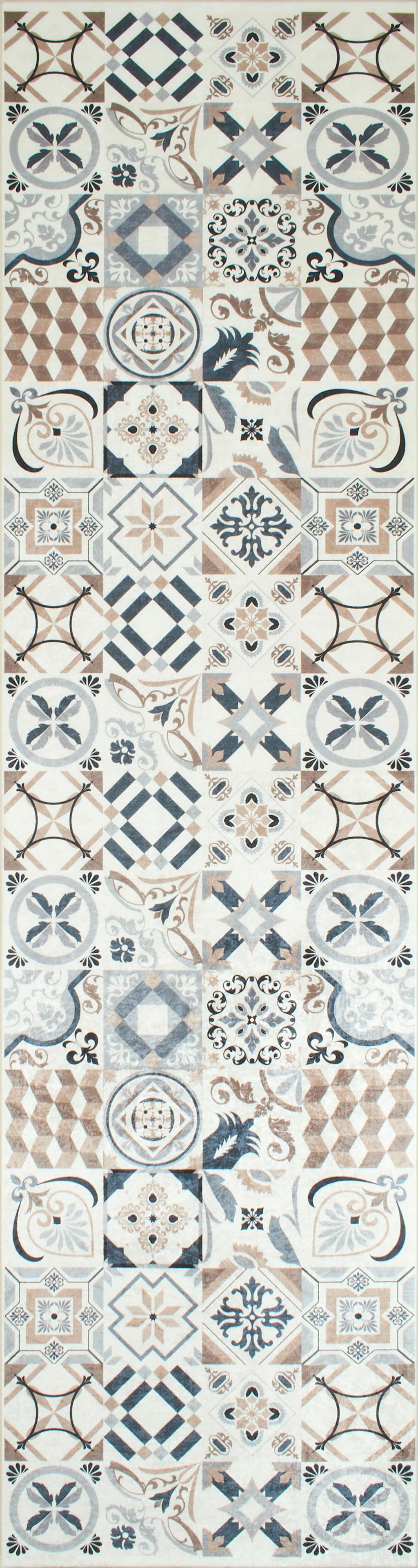 Azulejo - Alfombra de Cocina Interior - Poliéster Estampado - Marrón