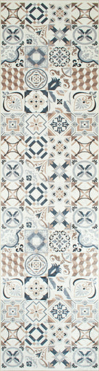Azulejo - Alfombra de Cocina Interior - Poliéster Estampado - Marrón
